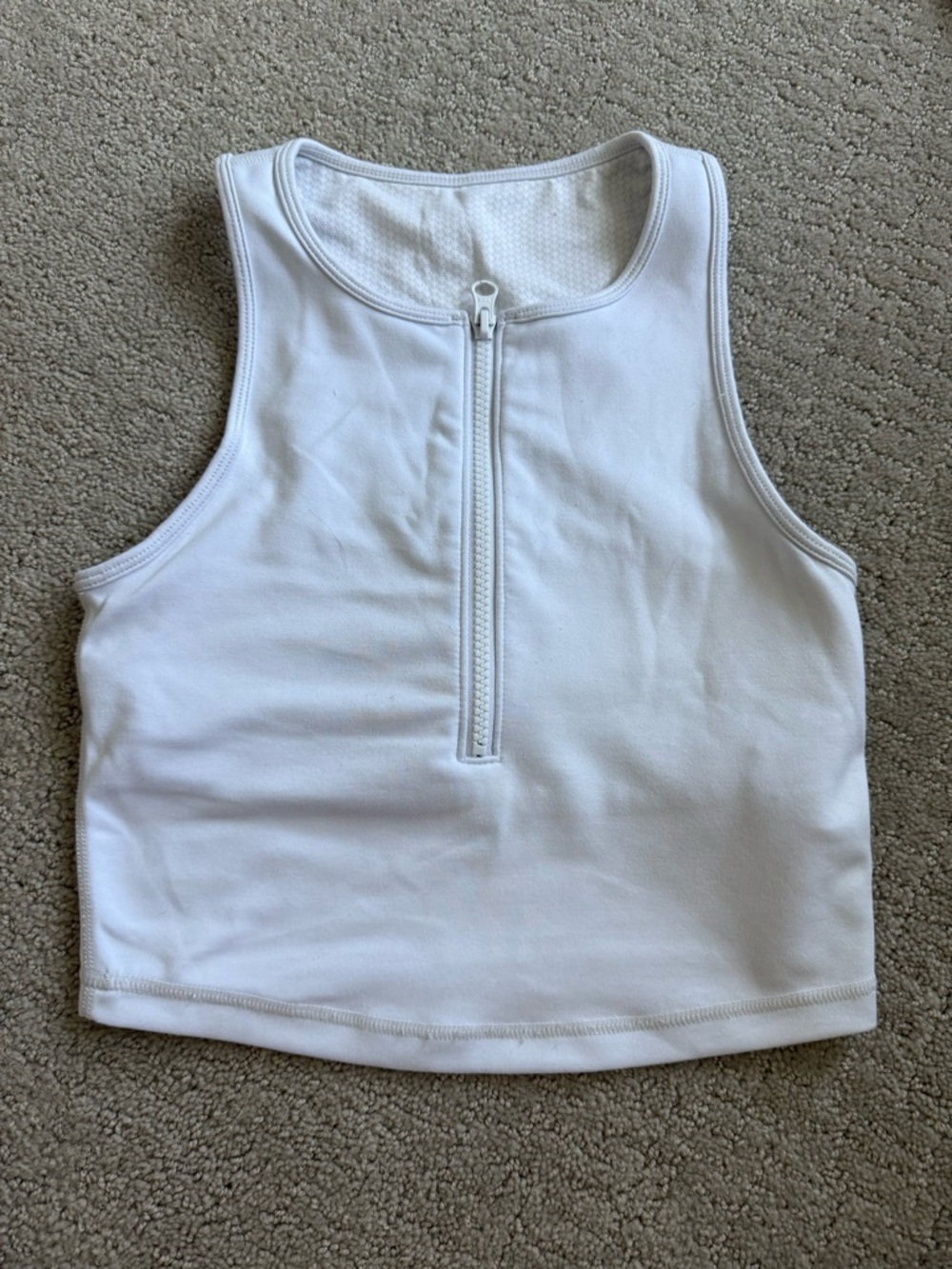 Vuori White Athletic Crop Tank Top